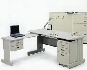 HU-180C L型辦公桌組(含ABS薄抽及0.5活動櫃+側桌)
